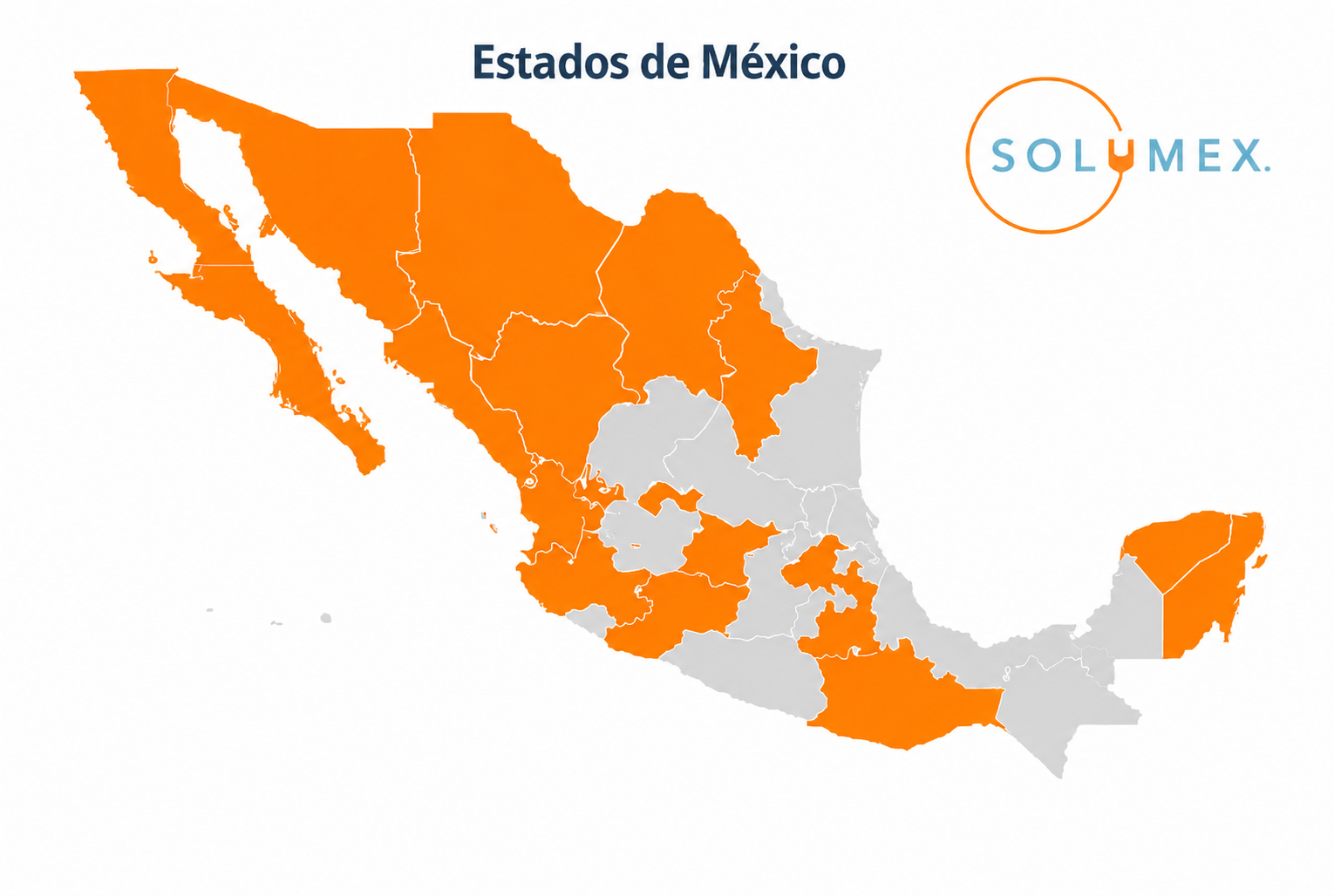 Mapa de cobertura de SOLUMEX en México